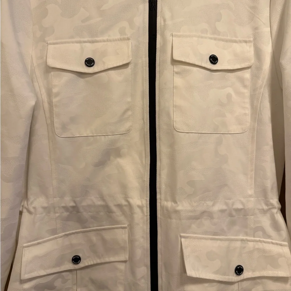 Michael Kors White Camo Hooded Parka Jacket L